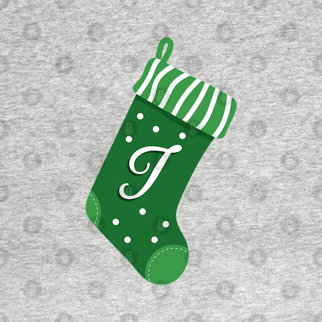 Christmas Stocking with the Letter I by VicEllisArt